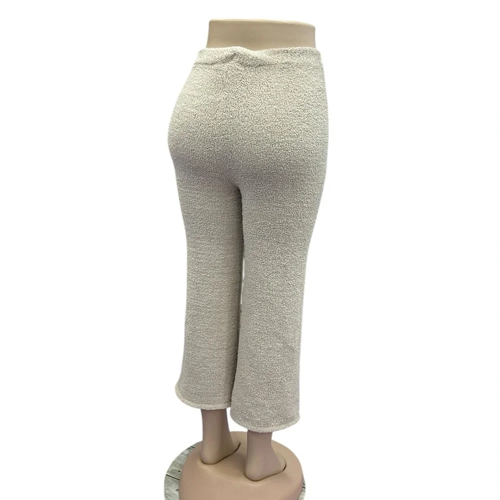 MorrisDay The Label Cream Cozy Knit Lounge Pants Soft Texture High Waist Pull On - Picture 7 of 10
